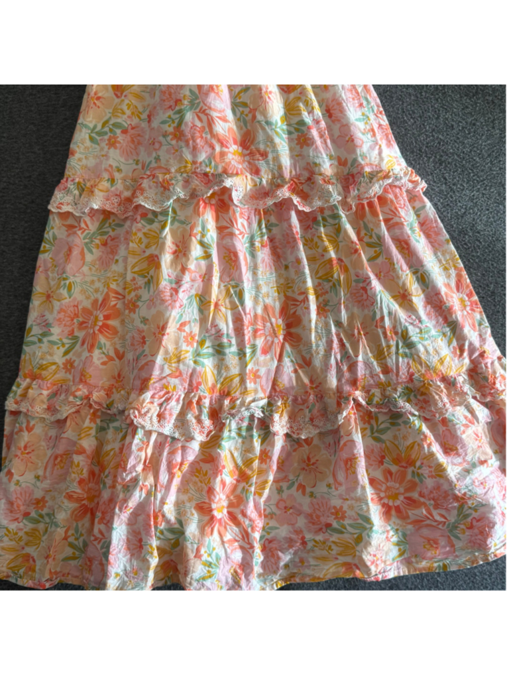Haute Hippie Size 12 Floral Tiered Maxi Dress Smocked Boho Cottagecore Lace - Picture 4 of 9